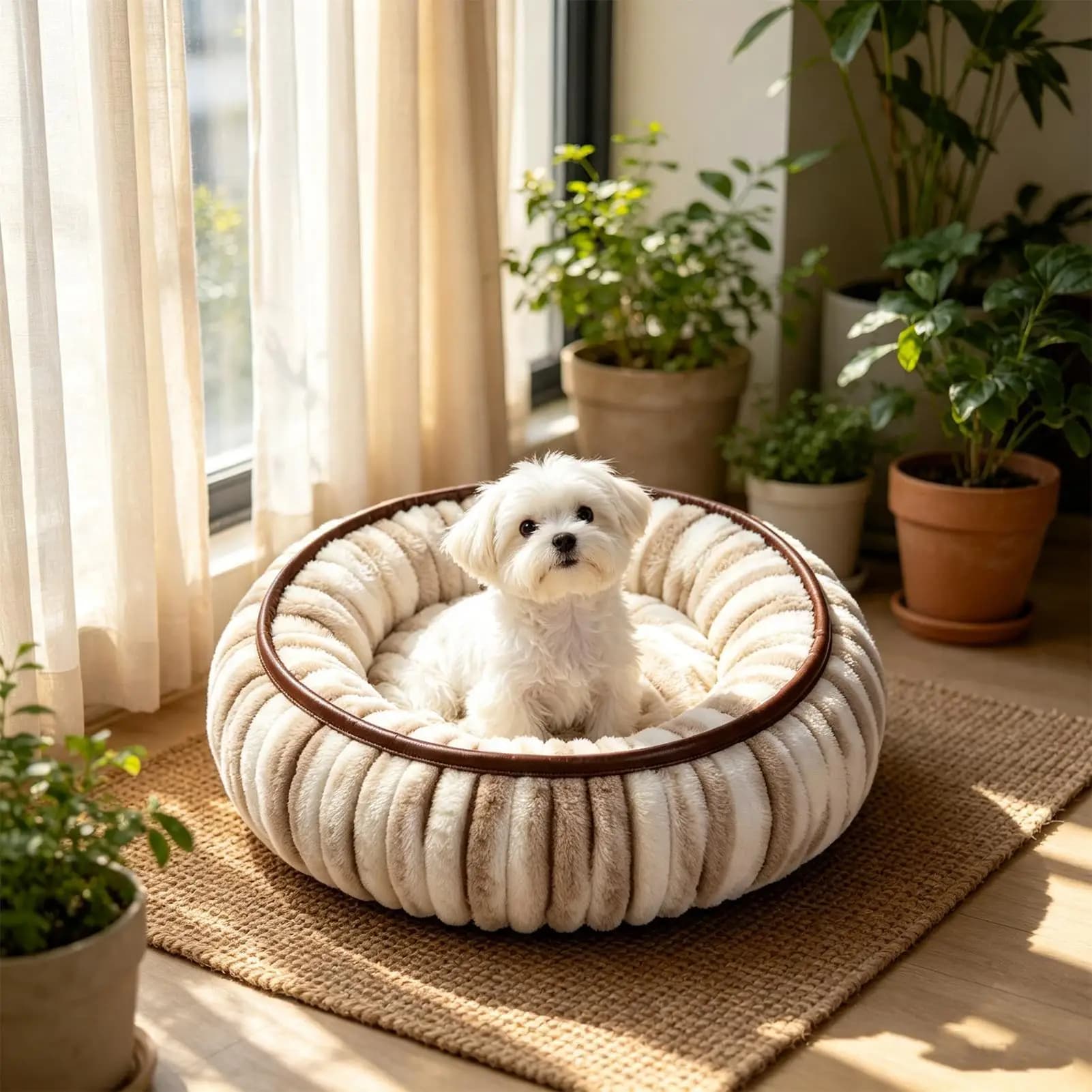 Dog Bed Soft Kitten Soothing Sleeping Winter Nest Warm Dog Bed For Bedroom Indoor Window Couch House Balcony Apartment
