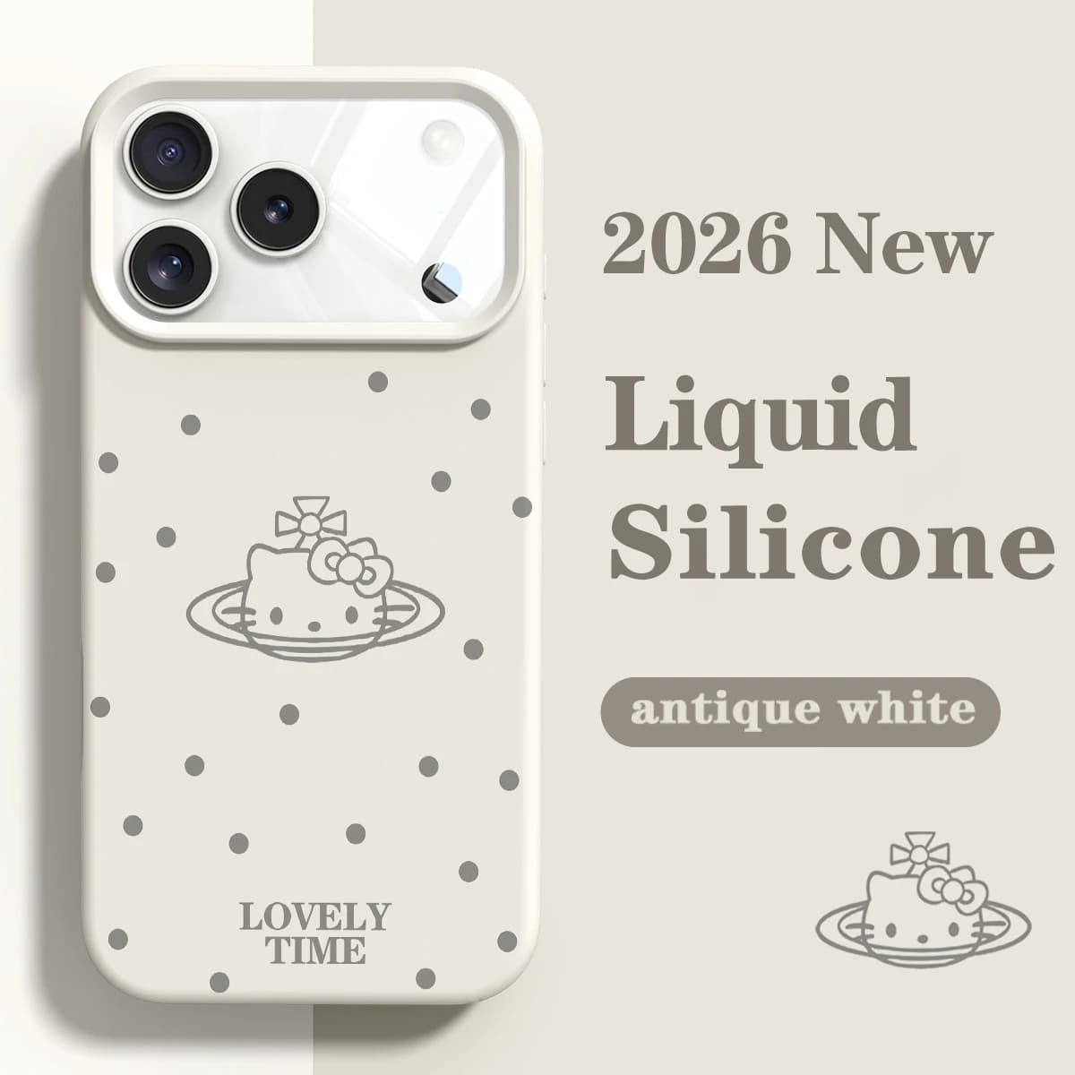 Cover per iPhone in silicone liquido originale ufficiale Hello Kitty a pois, antiurto, per iPhone 17, 16, 15, 12, 14, 13, 17 Pro Max, 11, 16