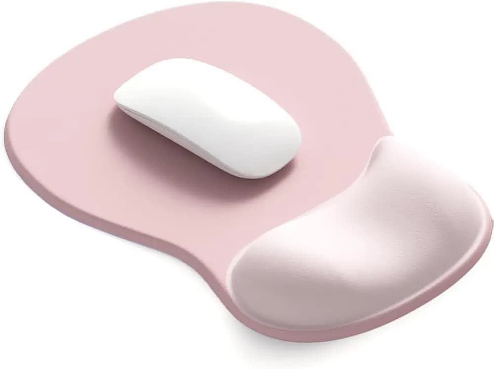 Tappetino per Mouse Ergonomico con Poggiapolsi in Gel e Base Antiscivolo - Design Rosa Serenity per Ufficio e Gaming