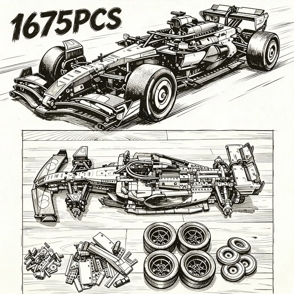 2026 NEW Technical Classic Performance 1675Pcs Orange Super Sports Car Building Block MOC Flower DIY Assembly Model Set Toy Gift