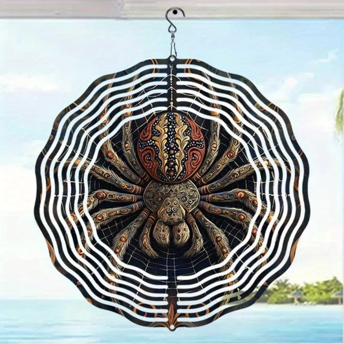 Modern Art Spider Design Metal Wind Spinner Outdoor Patio Decor Hanging Garden Wind Chime Sounds Garden Balcony Party.Wind Chime