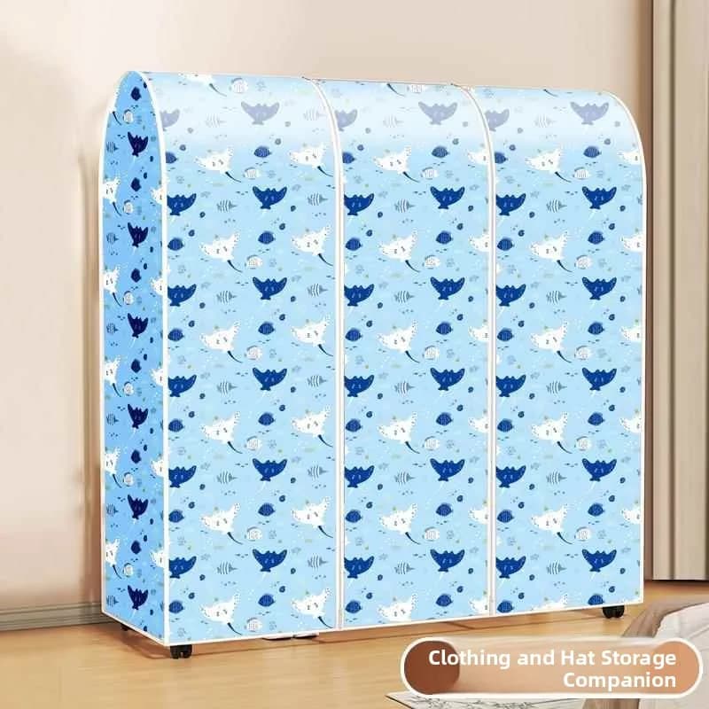 Double Rod Dust Cover for Clothes Hanger, Grey, Wardrobe Protective, Home Organizer