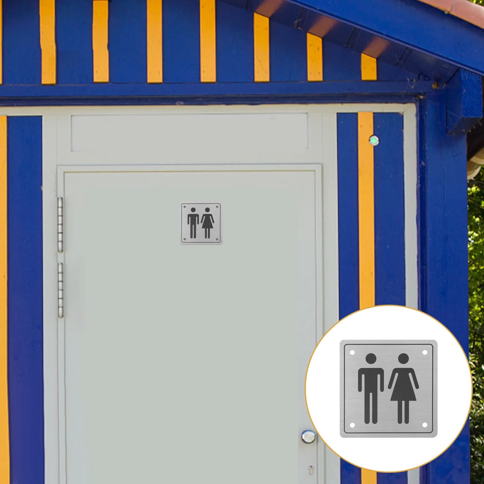 Segnaletica per Bagno in Acciaio Inossidabile, Indicatore per Porta WC in Metallo Spazzolato, Segnale Unisex per Toilette, Indicatore per Lavabo Aziendale