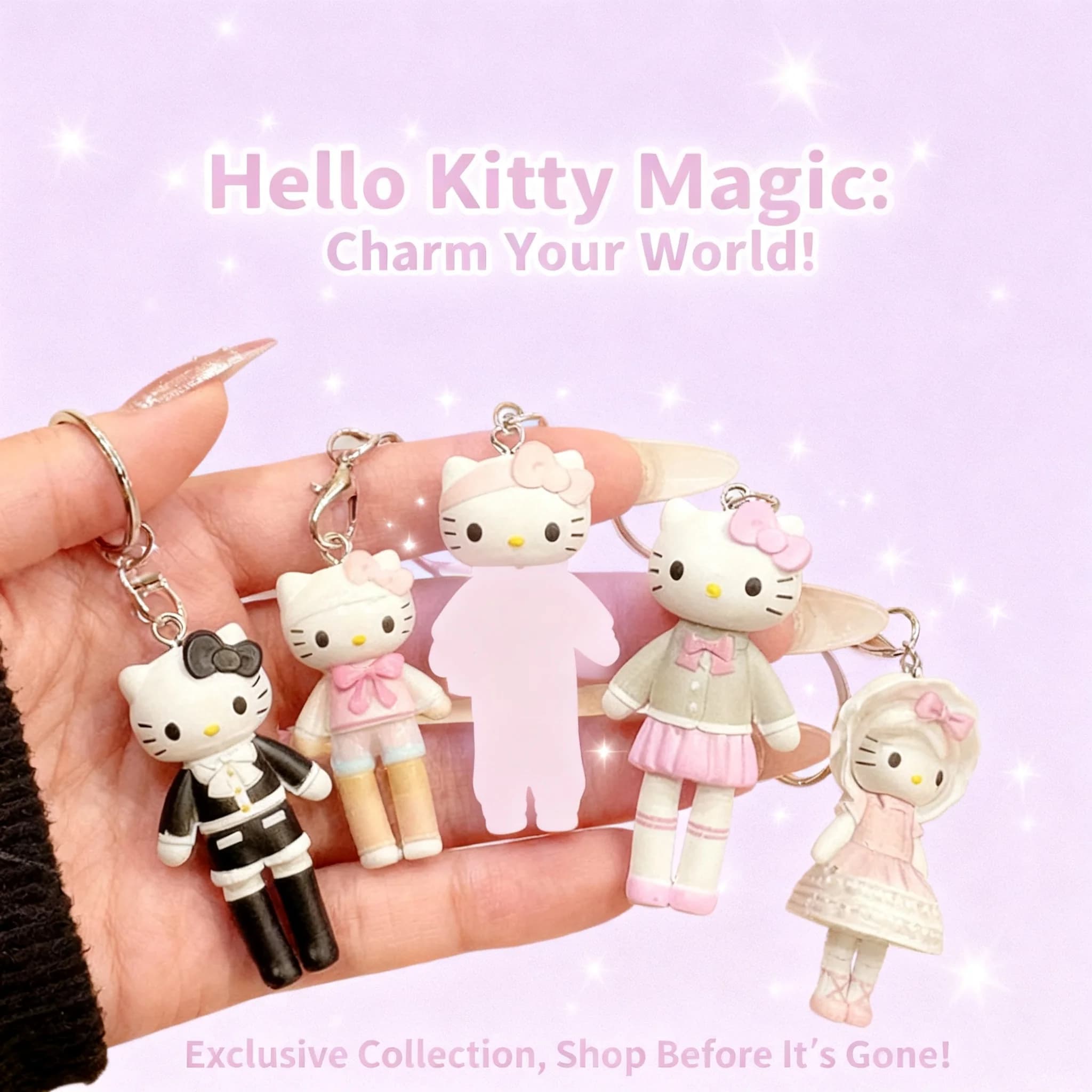 Portachiavi Hello Kitty, Ciondolo KT Carino, Charm per Zaino a Gamba Lunga, Portachiavi Cartoon, Regali per Feste, Forniture Anime