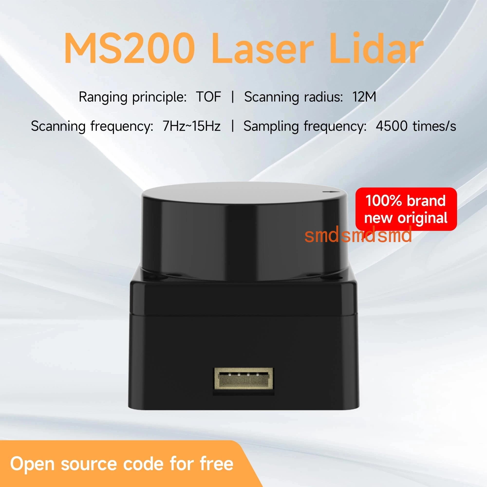 MS200 Lidar Sensor Kit Portable 360°TOF Ranging Scanner 12m Range Support ROS1 and ROS2 For ROS Robot Raspberry Pi Jetson NANO