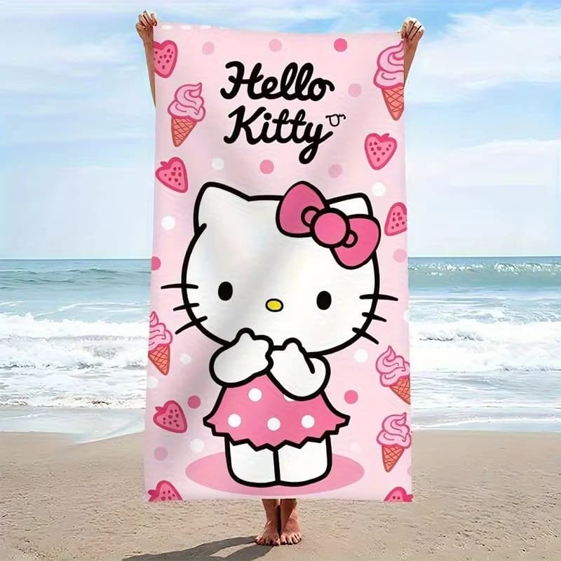 Asciugamano da spiaggia Hello Kitty, traspirante, ad asciugatura rapida, morbido, resistente alla sabbia, protezione solare, per surf, nuoto, yoga, viaggi, regalo