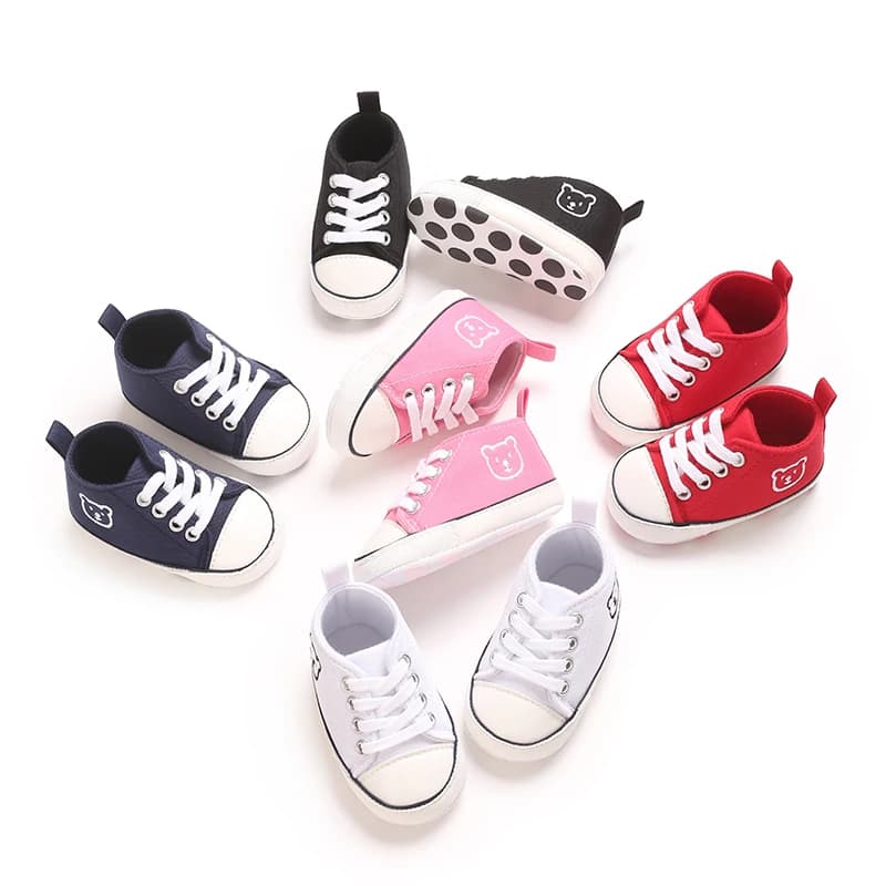 Scarpe da neonato per culla per primo camminatore per bambina, scarpe da ginnastica per neonati con suola in gomma morbida Mocassini per bambini antiscivolo alti alla moda