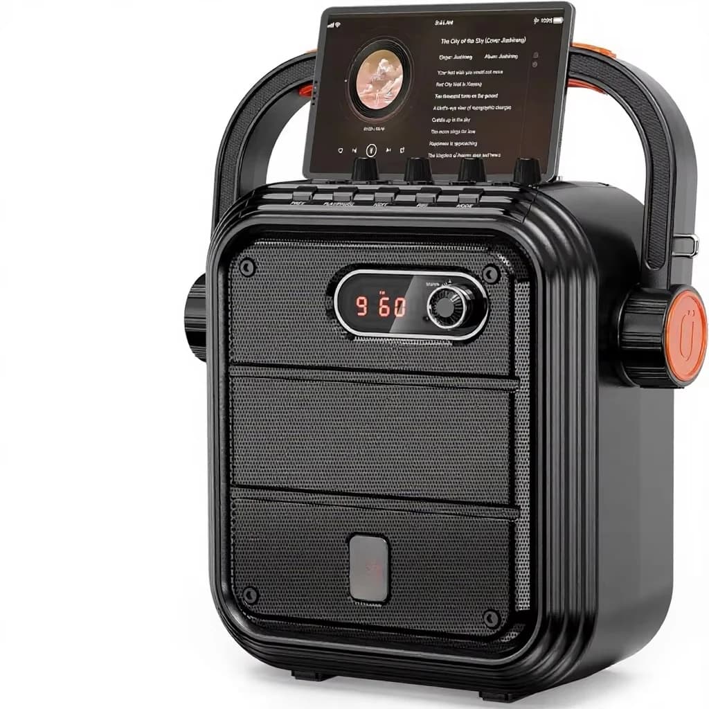 Karaoke Machine 2 Wireless Microphones 5200mAh Portable for 50 Rechargeable PA System Subwoofer FM TF Card AUX Party