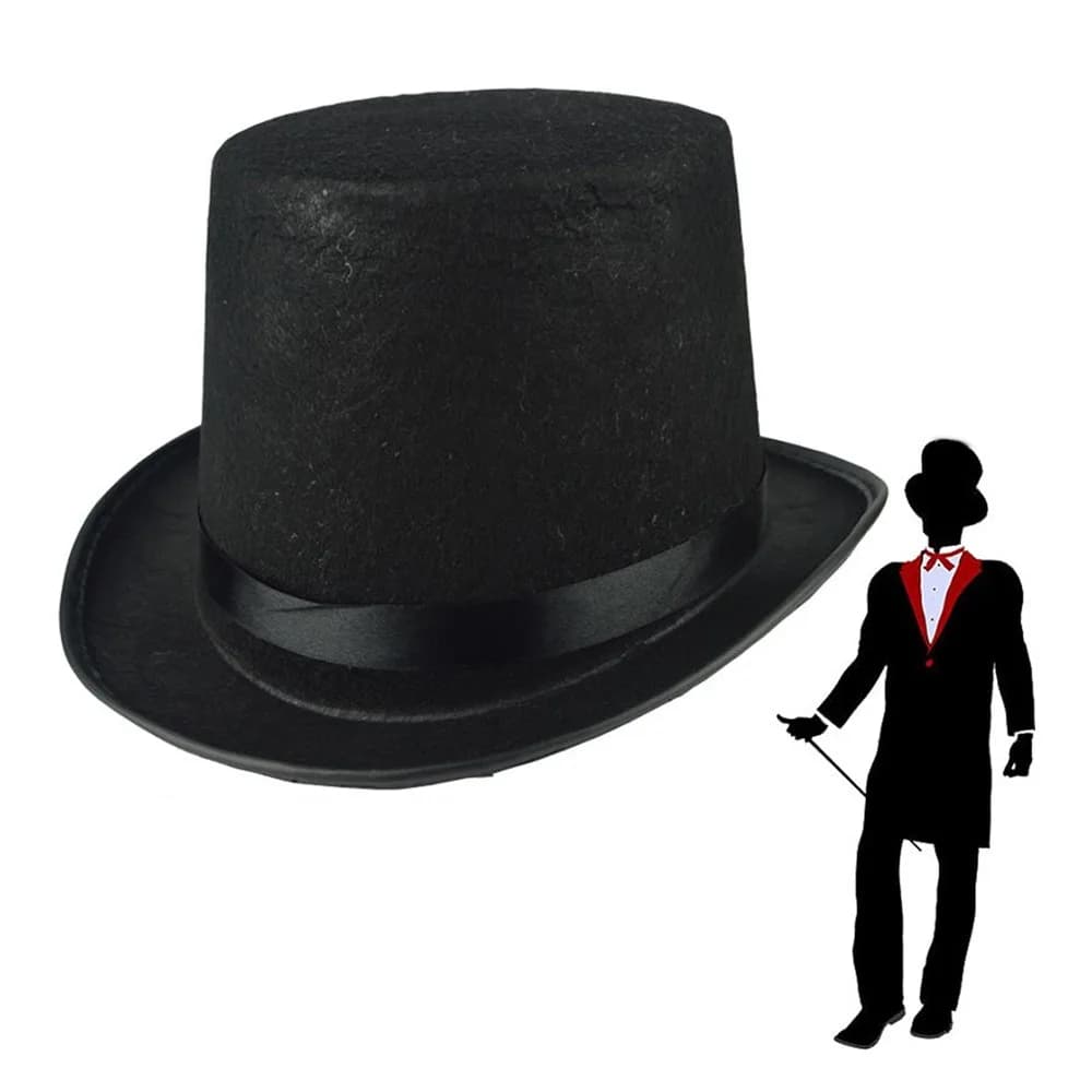 ✨ Cappello a Cilindro Magico Pieghevole – Costume Nero Deluxe per Bambini e Adulti, Elegante Cappello Jazz Scuro, Essenziale per Feste 🎩