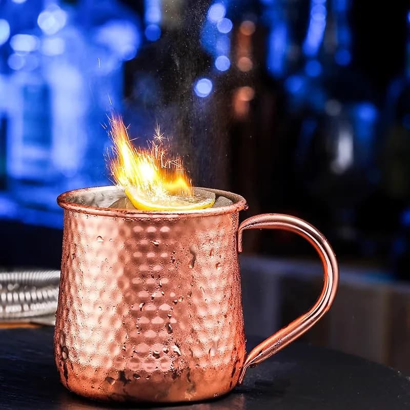 Set di Tazze da Cocktail in Acciaio Inox 304 da 500ML, Bicchieri Moscow Mule con Finitura Martellata, Accessori da Bar per Casa e Feste