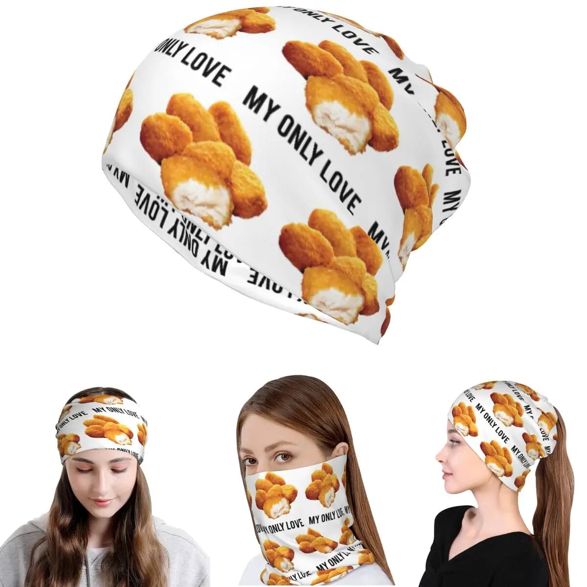 Chicken Nuggets My Only Love Bandana, copricollo, sciarpa, fascia calda per la testa, berretto, cappello per uomo, donna, adulto, inverno