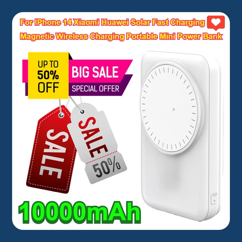 10000mAh per IPhone 14 Xiaomi Huawei Mini Power Bank portatile con ricarica wireless magnetica a ricarica rapida solare