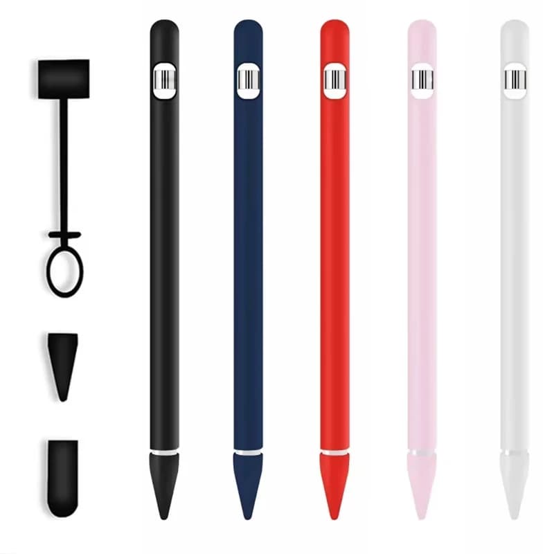 Custodia 4 in 1 in silicone morbido tinta unita per Apple Pencil 1, custodia per penna touch per tablet, custodia protettiva antigraffio per stilo, accessori