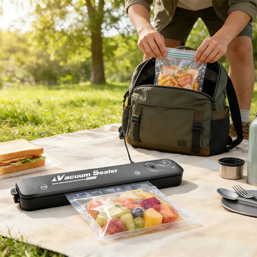 Macchina Sottovuoto Portatile per Alimenti, Sigillatrice Elettrica Domestica in Plastica per Auto, Camper e Uso Esterno