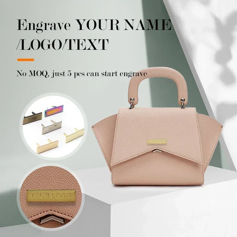 50-100 pezzi etichetta metallica etichetta personalizzata per borsa incisione laser logo logo marchio personalizzato etichette borsa etichette piastra etichette metalique