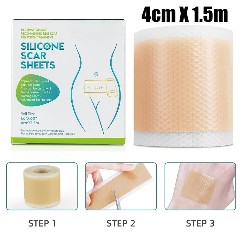 Rotolo di Nastro Adesivo in Silicone per Cicatrici, 4cm X 150cm, Impermeabile e Traspirante, Copricicatrice Autoadesiva