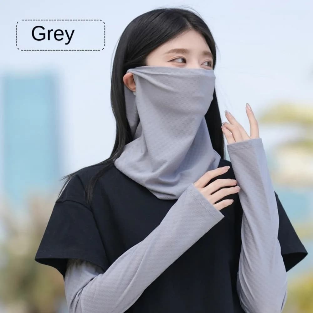 Sun Protection Sunscreen Mask Anti-ultraviolet Ice Silk Cycling Sleeves Neck Protection Sunscreen and Shading Face Cover Summer