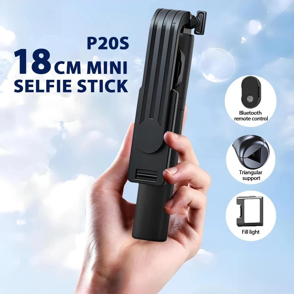 Mini treppiede per selfie stick LISCN P20s con supporto per telefono remoto Bluetooth per monopiede con luce di riempimento Vlogging