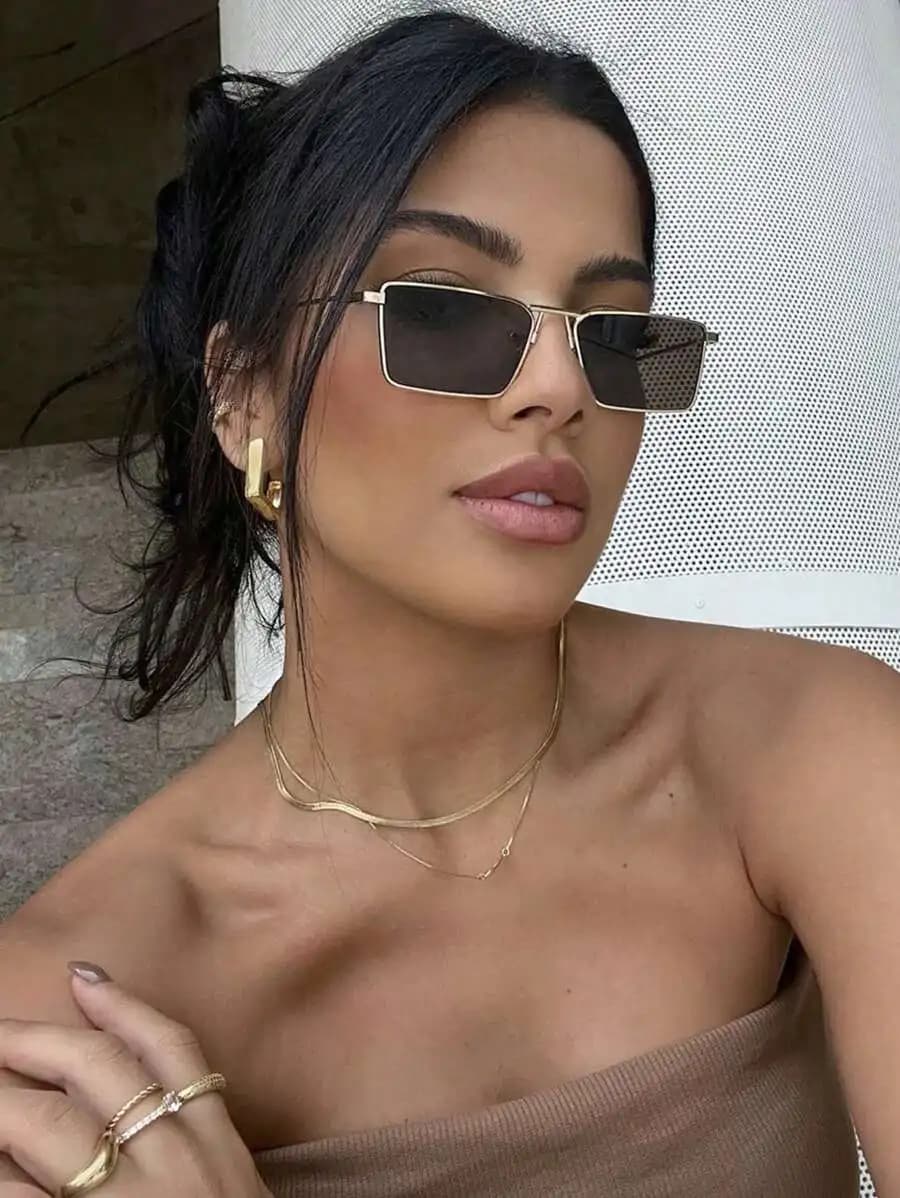 1 Pair/2 Pairs Metal Square Framed Glasses, Small Frame, Retro Fashion, Suitable For Daily Wear, Beachwear, Etc. Ideal For