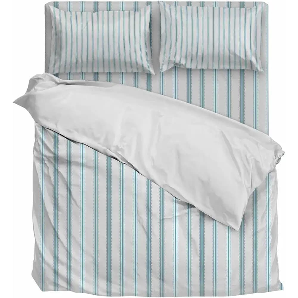Set Copripiumino California King Size a Righe Blu e Verde, Set Biancheria da Letto Ultra Morbida, Set Copripiumino 4 Pezzi con 1 Copripiumino con Cerniera