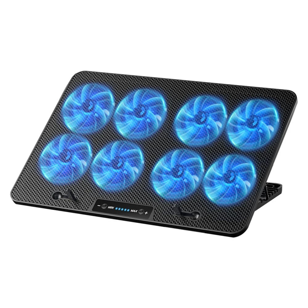 Supporto di Raffreddamento per Laptop da 12-17.3 Pollici con 8 Ventole Silenziose, Altezza/Velocità del Vento Regolabili, Due Porte USB