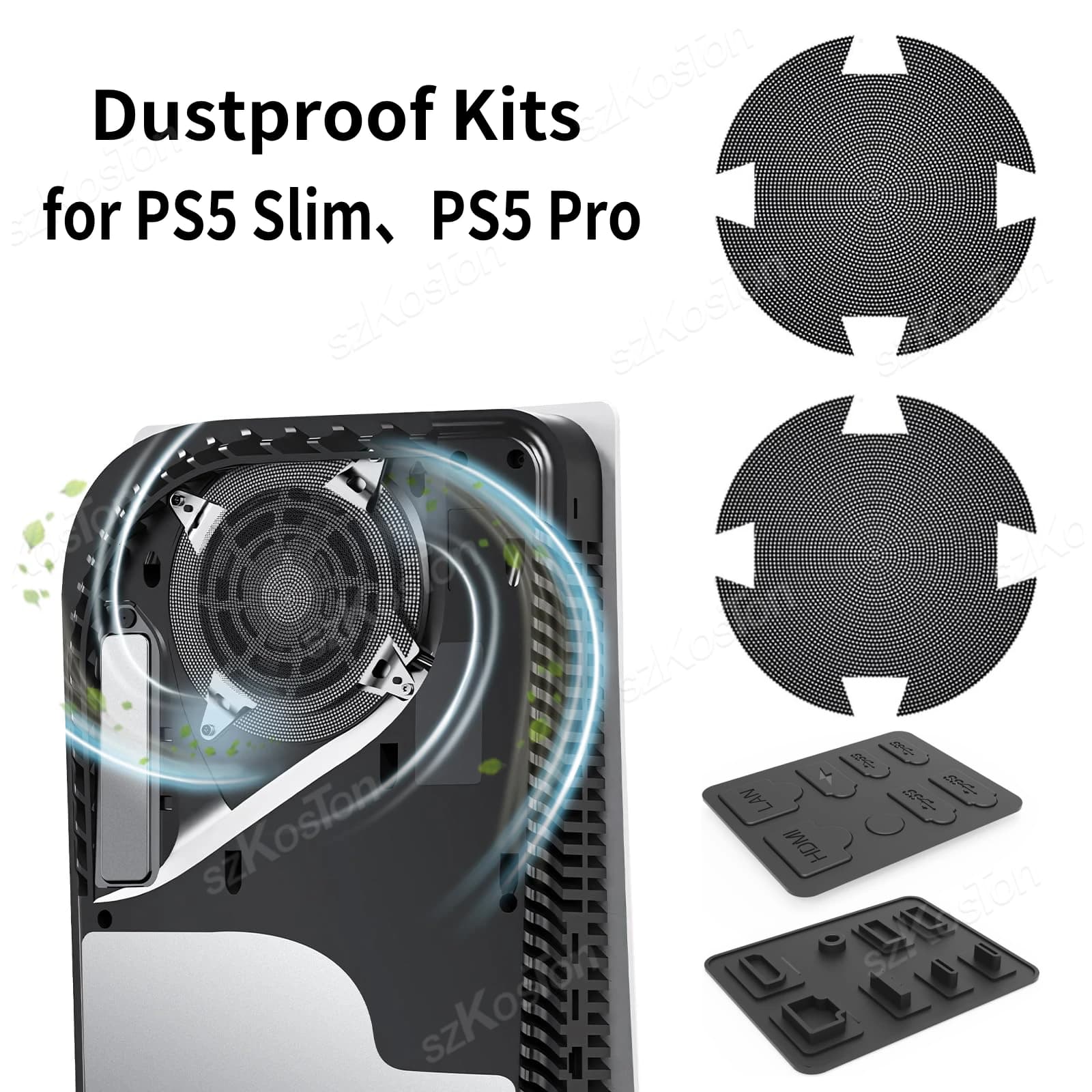 Ventola di raffreddamento Prese d'aria Filtro antipolvere per PS5 Slim PS5 Pro Accessori Console di gioco Kit antipolvere Set di tappi antipolvere in silicone