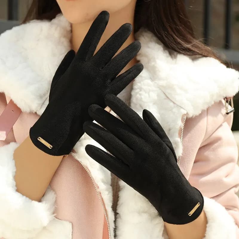 Nuovi guanti caldi imbottiti invernali in pelle scamosciata tinta unita carina possono touch screen guanti da sci da equitazione per le donne