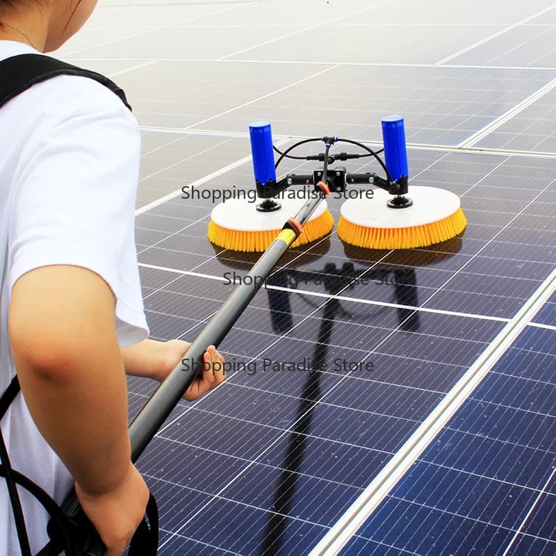 Spazzola a doppia testa con spruzzo d'acqua 220V 7.5m per la pulizia di pannelli solari fotovoltaici - Robot pulitore per tetti con spazzola ad acqua - Attrezzo elettrico