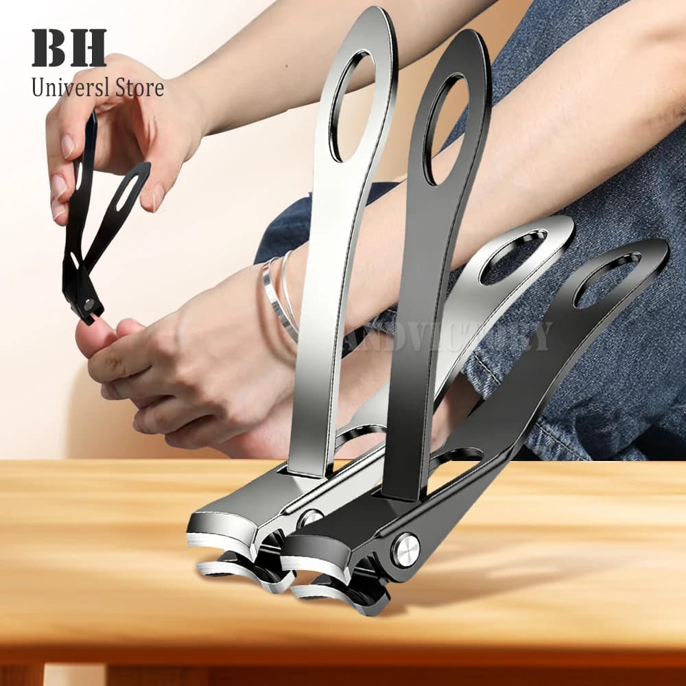 1Pcs Nail Clippers Stainless Steel Anti Splash Fingernail Cutter Manicure Tools Angle Head Nail Trimmer Pedicure Scissor