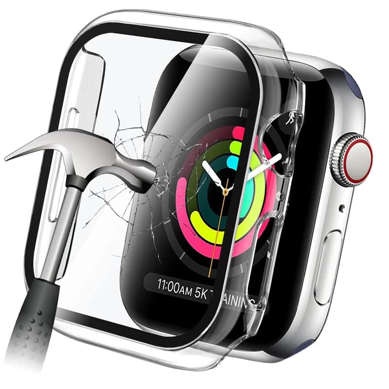 Tempered Glass Screen Protective Case for Apple Watch Series 9 8 7 6 5 4 2 SE 45MM 41MM 42MM 38MM 40MM Accessories