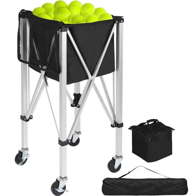 Carrello per palline da tennis pieghevole in alluminio leggero e portatile per palline da tennis Pickleball per allenamento di allenatori