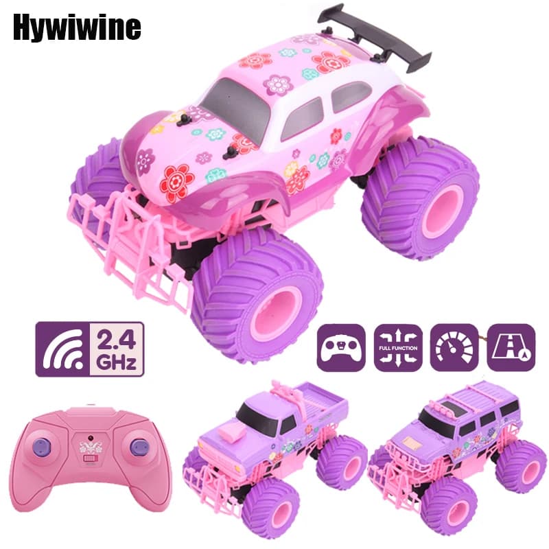 Rosa RC Auto Elettrica Fuoristrada Grande Ruota Ad Alta Velocità Viola 2.4G Camion Telecomandati Ragazze Giocattoli per I Bambini Di Natale