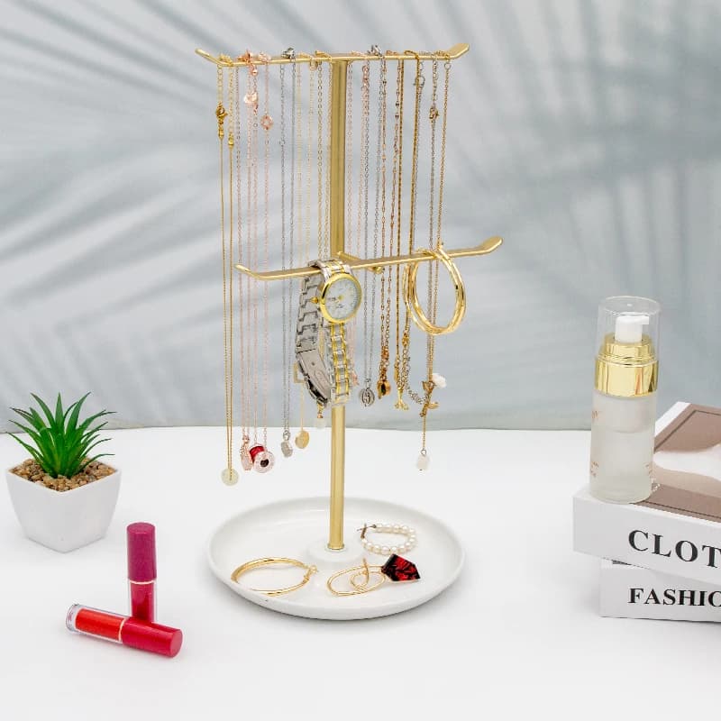 1 stylish piece 2-layer display jewelry holder, used for earrings, necklaces, rings tray, spacious and durable, easy to use