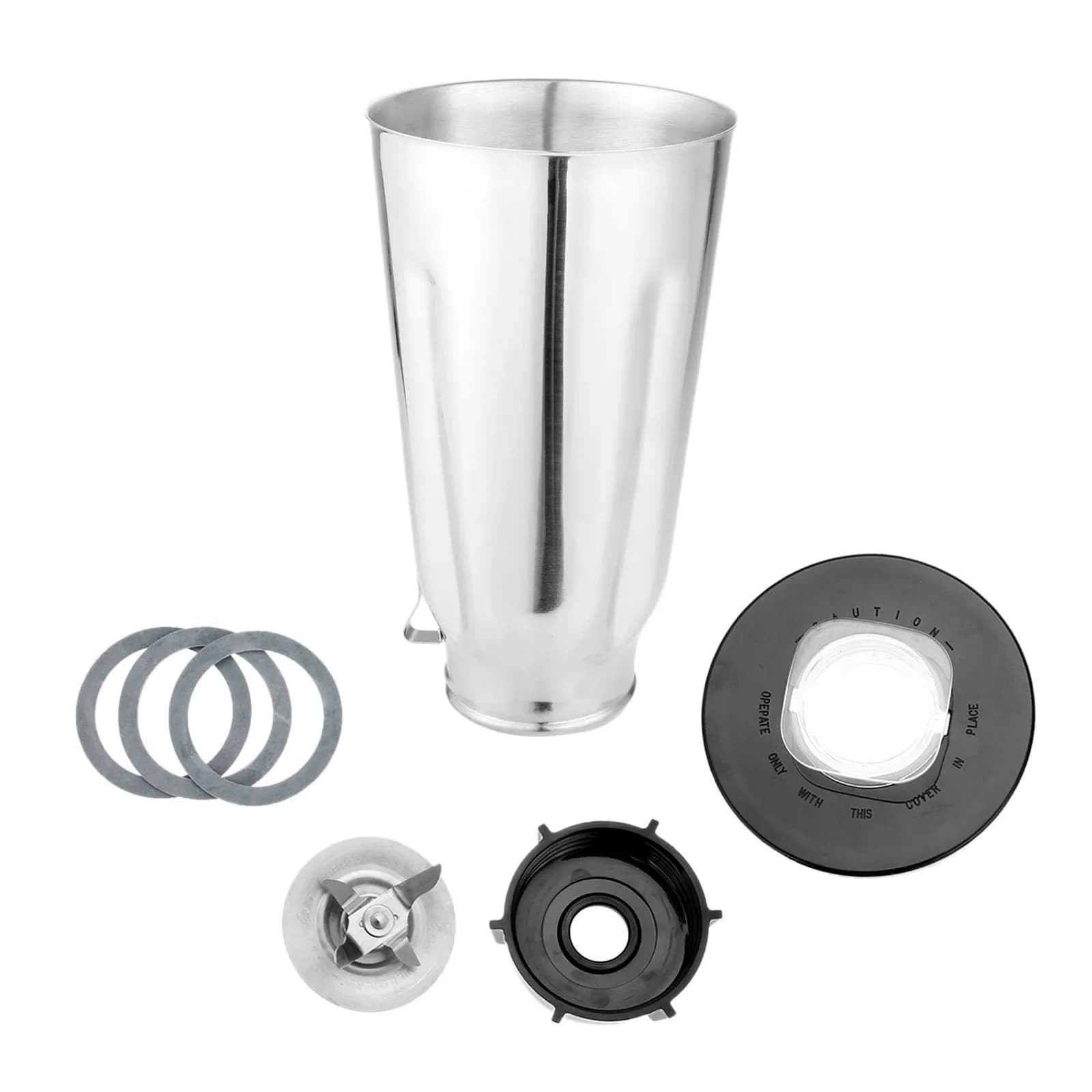 6 pz/set 5 tazza in acciaio inox frullatore vaso Kit coperchio/ghiaccio frantoio lama/Base tappo a vite inferiore/guarnizione guarnizione adatto per miscelatori Oster