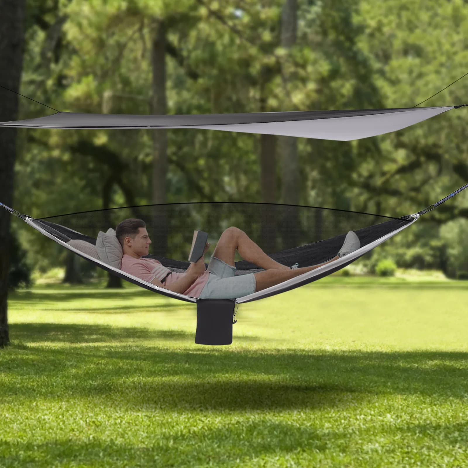 Portable hammock with mosquito net for camping, tent and mosquito net, trekking hammock, travel, garden, hiking, outdoor hammock