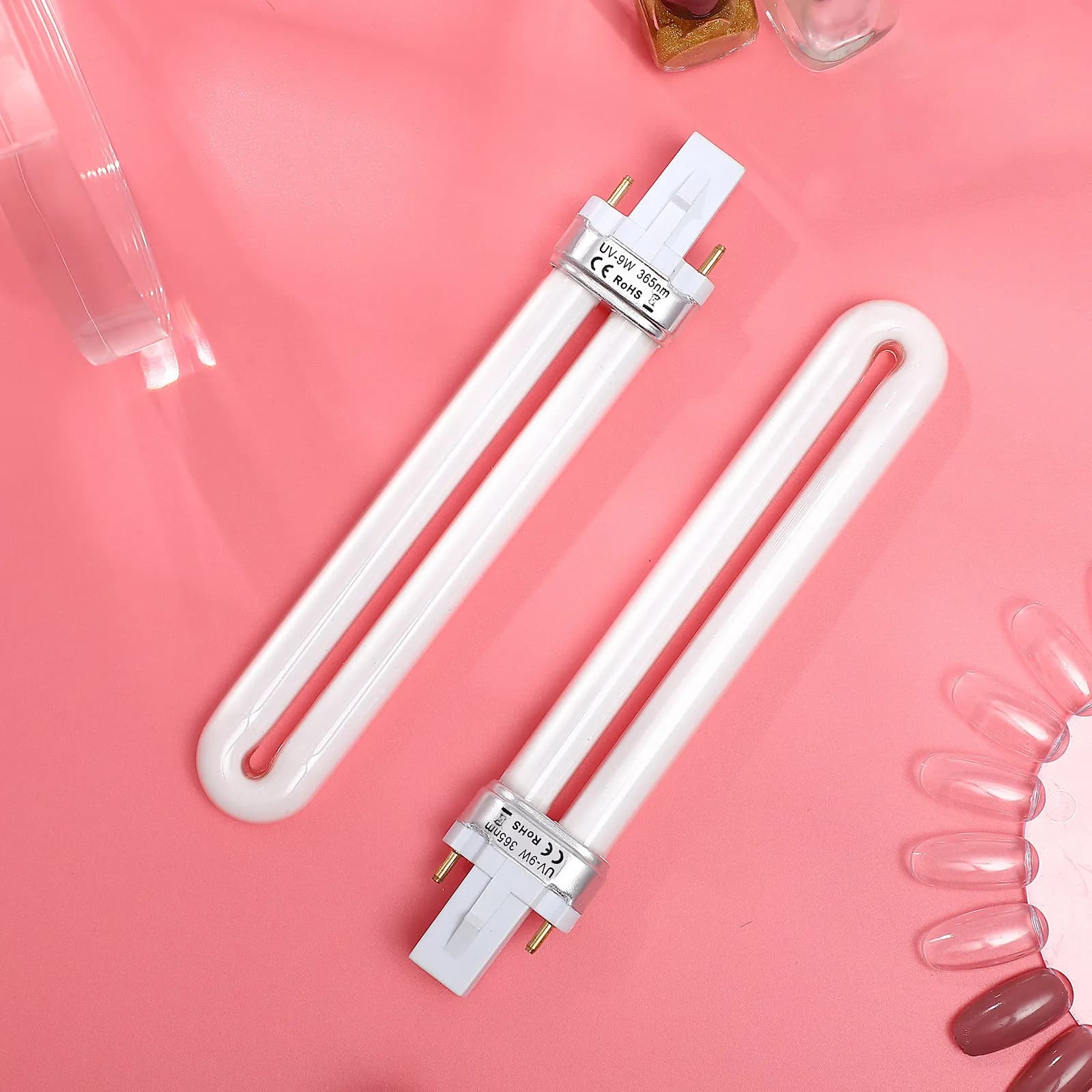 4 Pezzi Lampada UV a Forma di U da 9W 365nm, Tubo di Ricambio per Asciugatura Smalto Gel, Strumento per Polimerizzazione