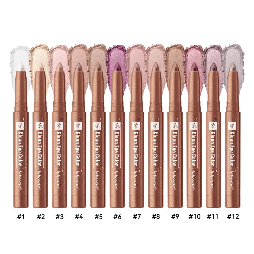 Lakerain Eyeshadow Sticks 12 colors, long lasting, waterproof, highly pigmented, with shimmer finish, glitter and matte, eye makeup pencil.