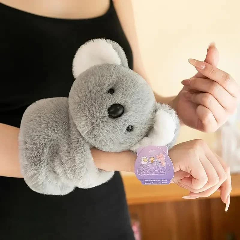 New Style Soft Gray Koala Plush Slap Bracelet Wristband - Polyester Animal Toy for Kids, Collectors & Holiday Party Gifts