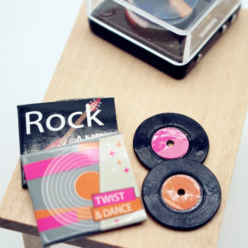 Set di Mini CD e Dischi in Miniatura per Casa delle Bambole, Modelli per Camera da Letto e Soggiorno, Accessori per Casa delle Bambole