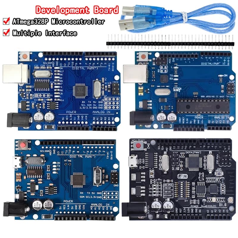 Scheda di sviluppo UNOR3 ATmega328P CH340 CH340G per Arduino UNOR3 con intestazione pin dritto con cavo un set
