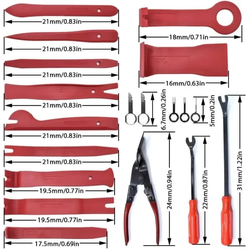 Kit di attrezzi per la rimozione di finiture auto, set di pinze e strumenti per lo smontaggio di clip e fissaggi, kit di attrezzi manuali per auto