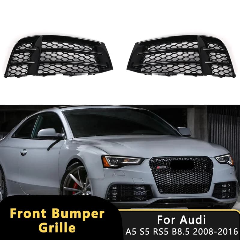 HONEYCOMB Mesh Hex Car Fog Light Grill Cover For Audi A5 S5 RS5 B8.5 2008-2016 Front Bumper Lamp Grille 8T0807681F Glossy Black