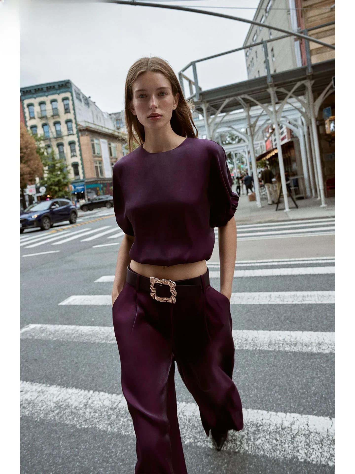 Fashionable Loose Pants Women's High Waist Wide Leg Casual Trousers with Belt Satin Material Autumn New Style 2025