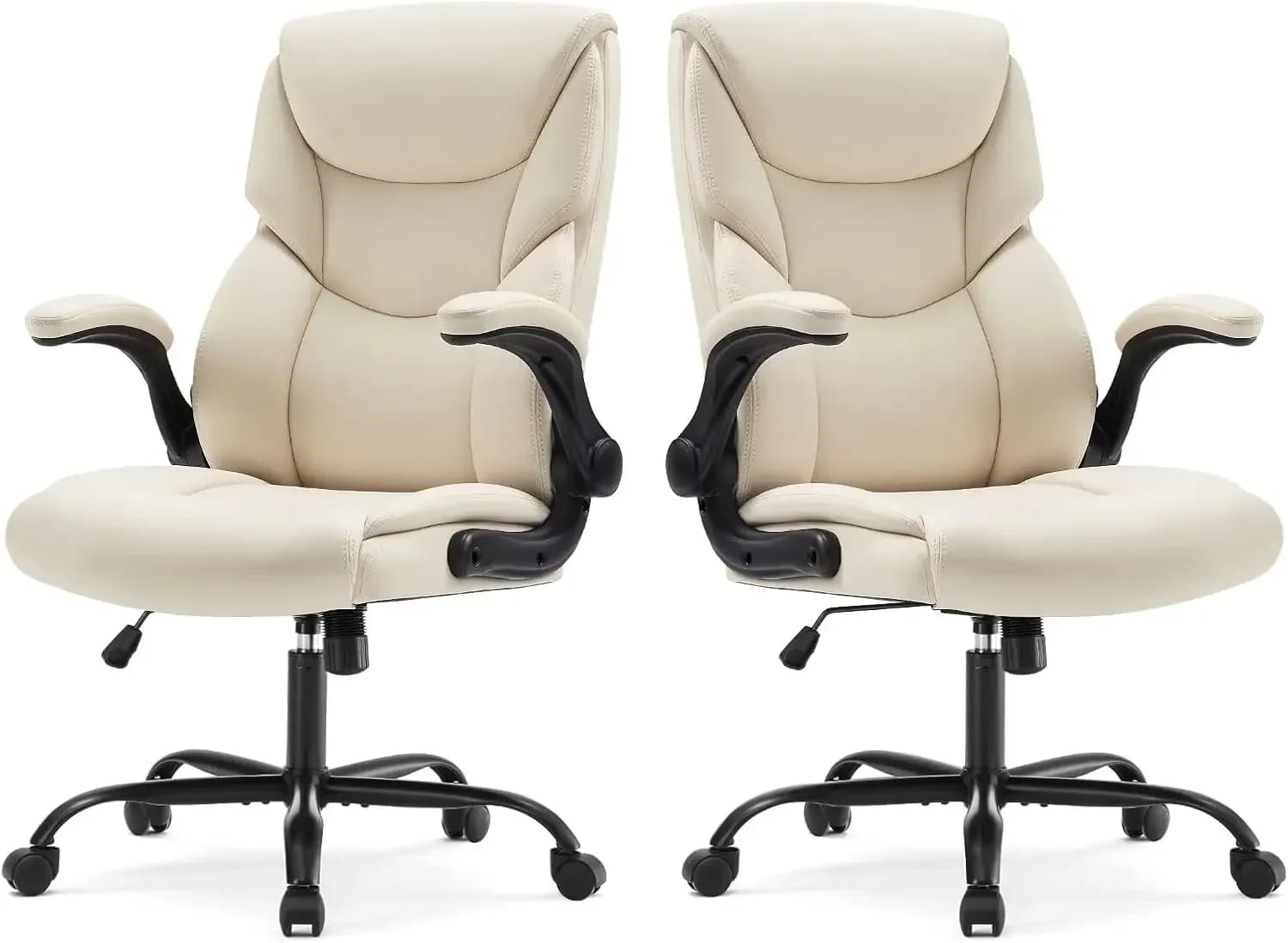 Set di 2 sedie da ufficio ergonomiche per computer e giochi, sedie girevoli da scrivania resistenti con ruote, braccioli ribaltabili, regolabili