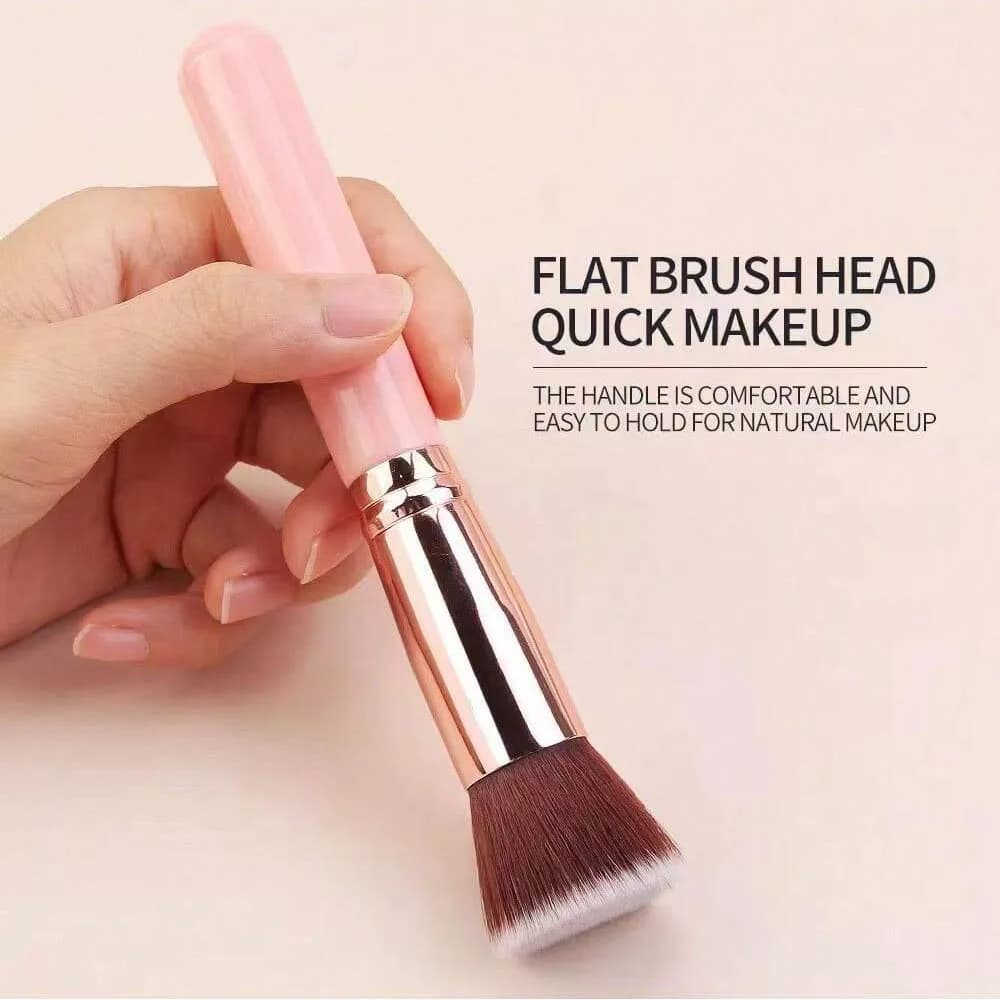 1 foundation brush, fad brush, facial contour brush, professional brush for mixing and polishing minerals, Kabuki brush, thick and soft synthetic fiber, pink and pink gold