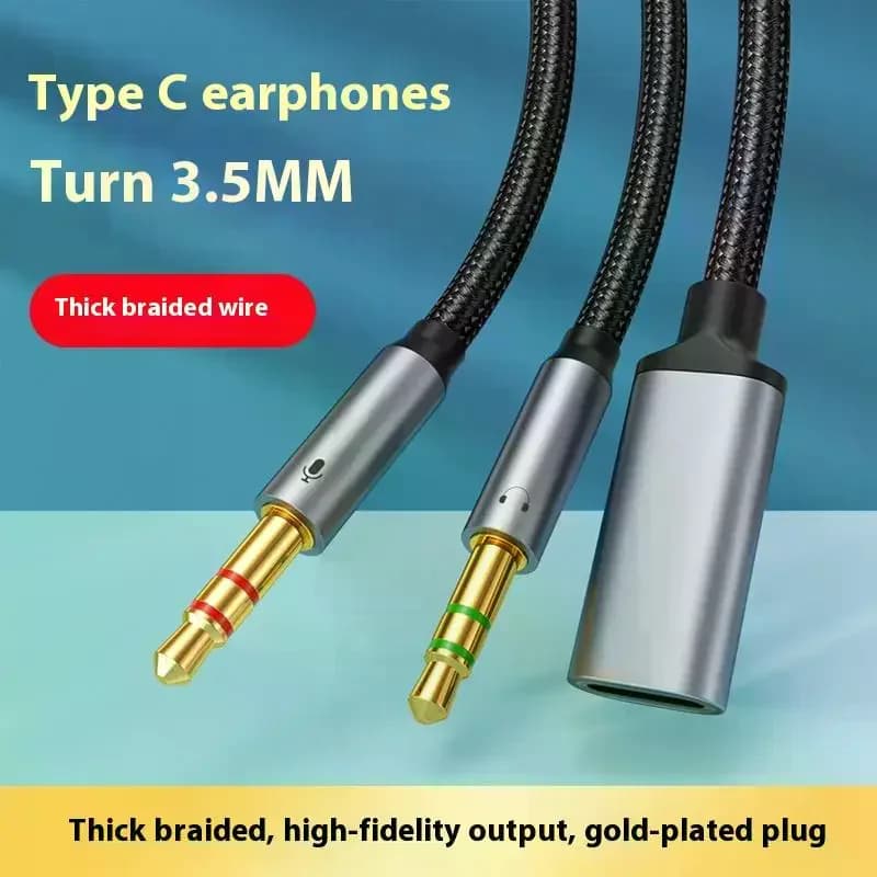 Adattatore Audio Analogico da 3.5mm a Type-C con Cavo di Conversione USB-C per Accessori Telefono, Tablet e PC, con Microfono e Cuffie