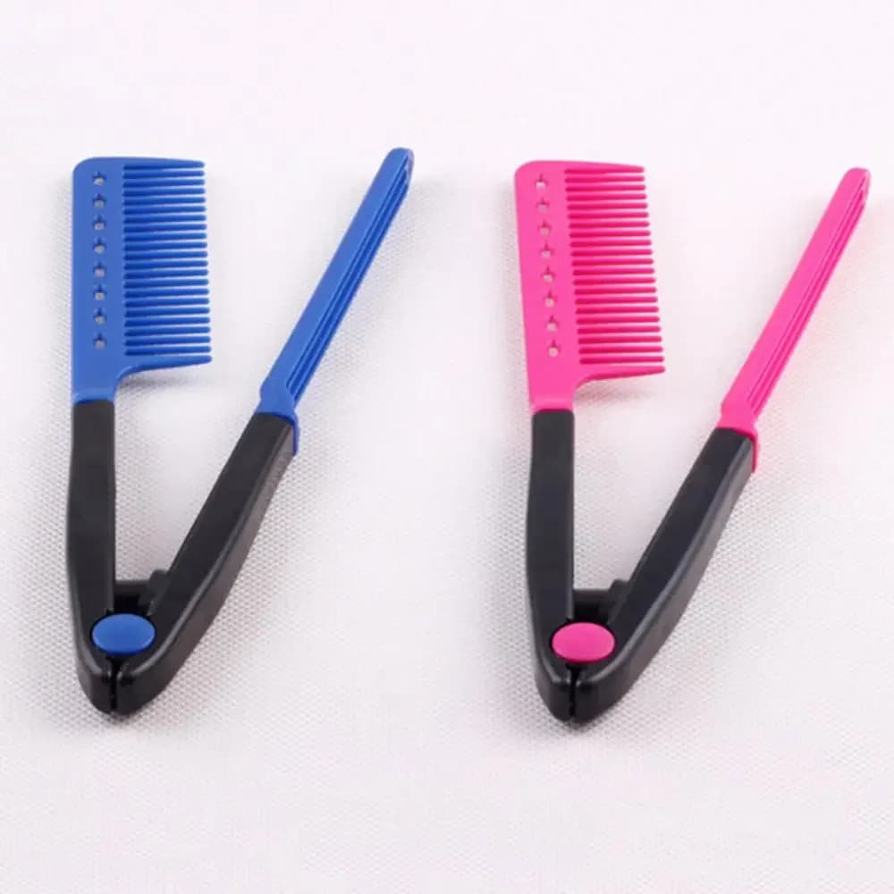 1PCS Foldable V-Shape Hair Straightener Brush Portable Hair Styling Comb DIY Curling Straightening Hairdressing Tool