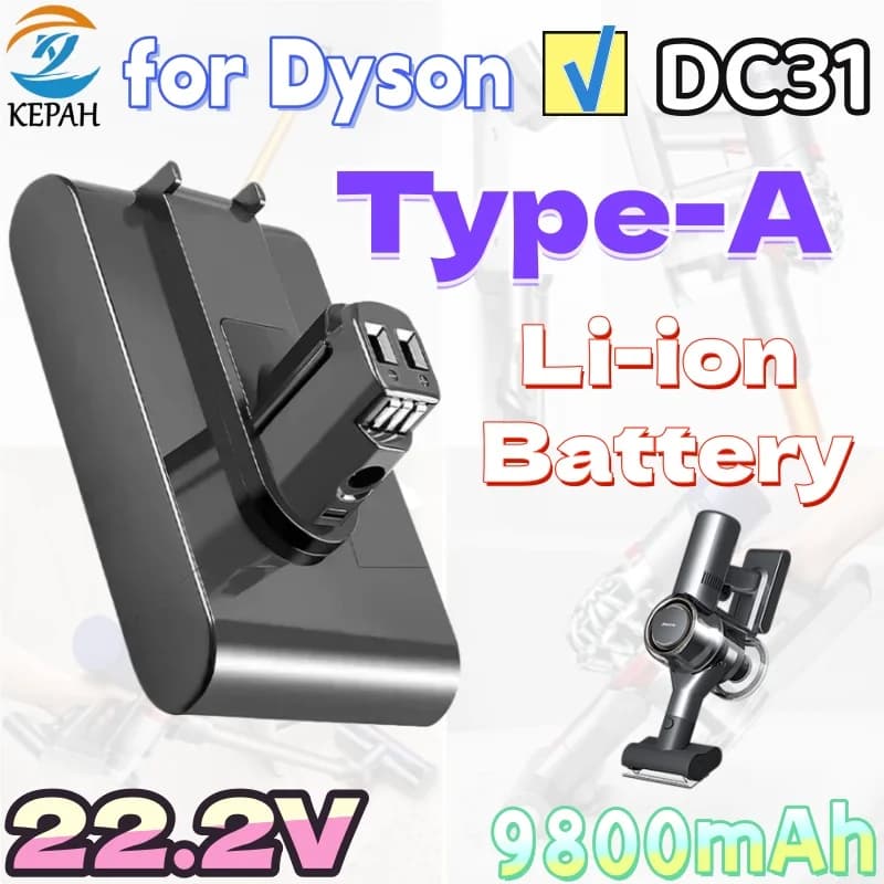 Batteria di ricambio aggiornata da 6,8 Ah 22,2 V DC31 tipo A per Dyson DC30 DC31 DC34 DC35 DC44 DC45 Accessori per aspirapolvere senza fili