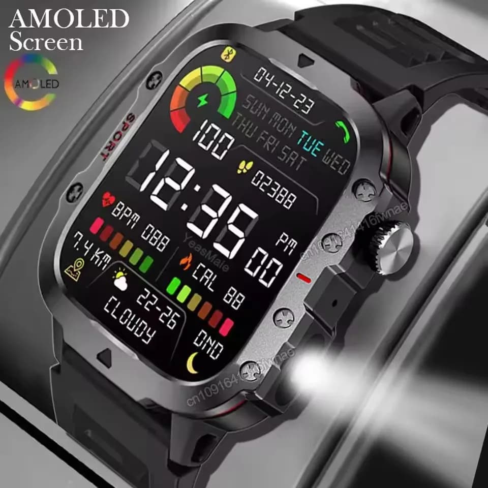 New Military Smartwatch 2026 for Men, IP68 5ATM, Open Sports Fitness Tracker, Health Monitoring, Display 2.01 Inch, Bluetooth Calls