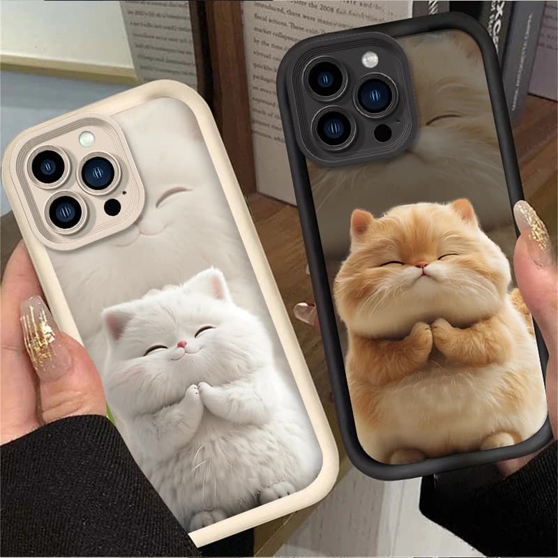 Funny cute fat cat phone case for iPhone 16 16E 15 14 13 12 11 Pro Max XS Max XR SE 2020 SE4 7 8 Rear shockproof cover